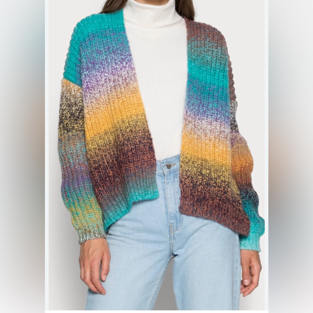 Saint Tropez Islia cardigan in a multi-colored alpaca wool blend.